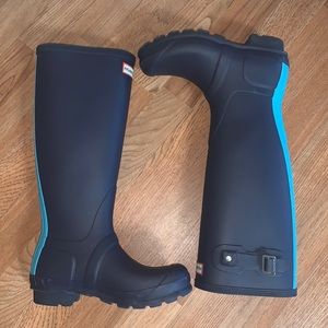 Unique Hunter Two-Tone Blue Matte Rain Boots